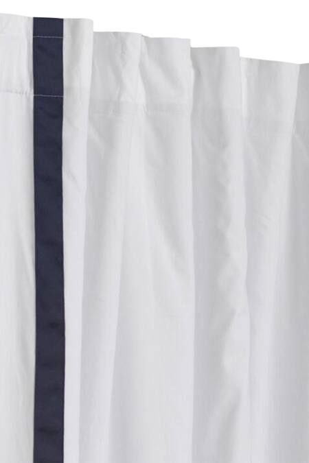 Throwpillow_White Polyester Plain Contrast Kylen Ribbon Border Curtains - Set Of 2_at_Aza_Fashions