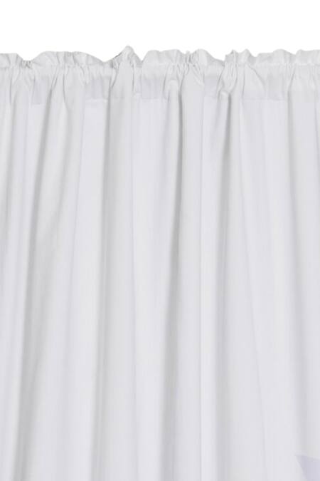Buy_Throwpillow_White Polyester Plain Contrast Kylen Ribbon Border Curtains - Set Of 2