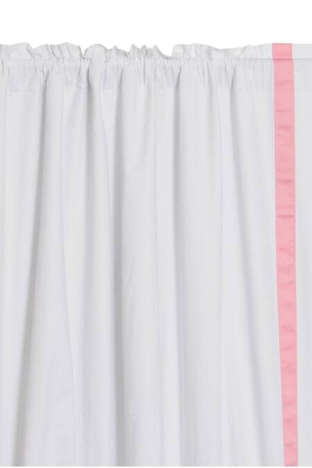 Buy_Throwpillow_White Polyester Plain Kylen Pink Ribbon Border Curtains - Set Of 2_Online_at_Aza_Fashions