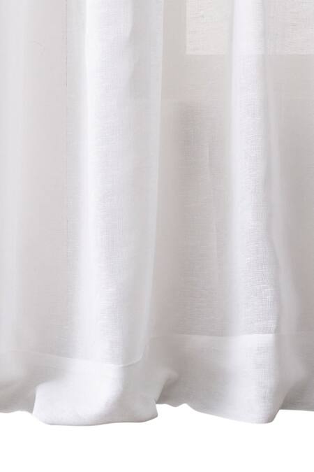 Throwpillow_White Polyester Plain Solid Curtains - Set Of 2_at_Aza_Fashions