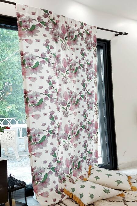 Shop Throwpillow Purple Polyester Printed Floral Curtains - Set Of 2 at Aza Fashions Shop_Throwpillow_Purple Polyester Printed Floral Curtains - Set Of 2_at_Aza_Fashions