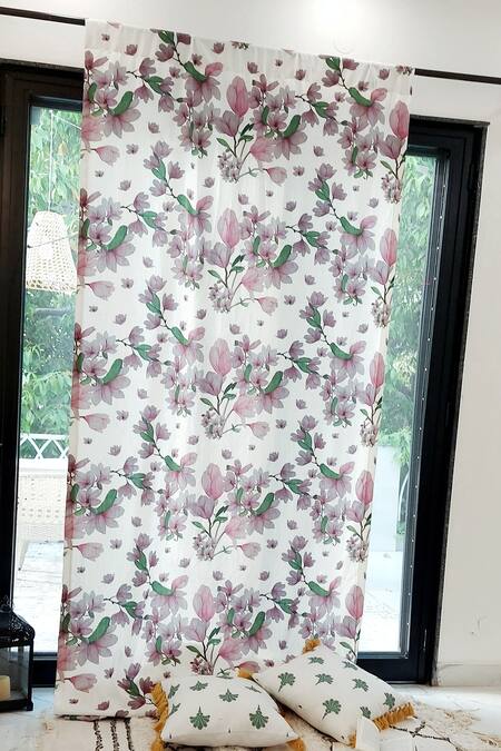 Buy Throwpillow Purple Polyester Printed Floral Curtains - Set Of 2 Online at Aza Fashions Buy_Throwpillow_Purple Polyester Printed Floral Curtains - Set Of 2_Online_at_Aza_Fashions