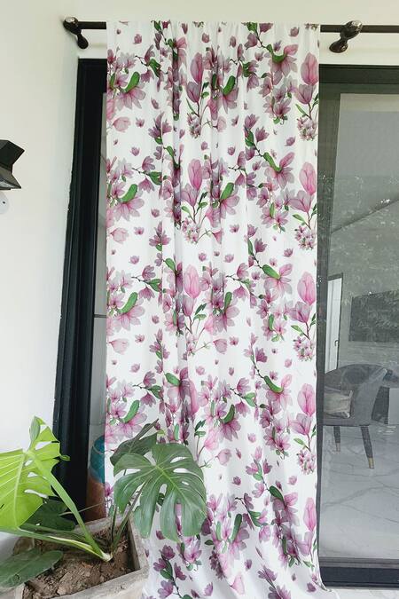 Throwpillow Purple Polyester Printed Floral Curtains - Set Of 2 at Aza Fashions Throwpillow_Purple Polyester Printed Floral Curtains - Set Of 2_at_Aza_Fashions