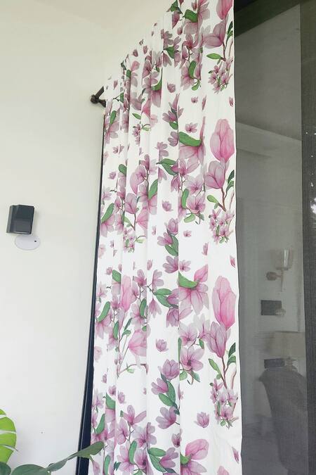 Shop Throwpillow Purple Polyester Printed Floral Curtains - Set Of 2 Shop_Throwpillow_Purple Polyester Printed Floral Curtains - Set Of 2