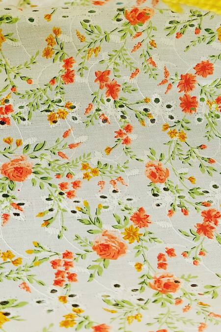 Shop_Throwpillow_Cream Polyester Printed Flower Curtains - Set Of 2