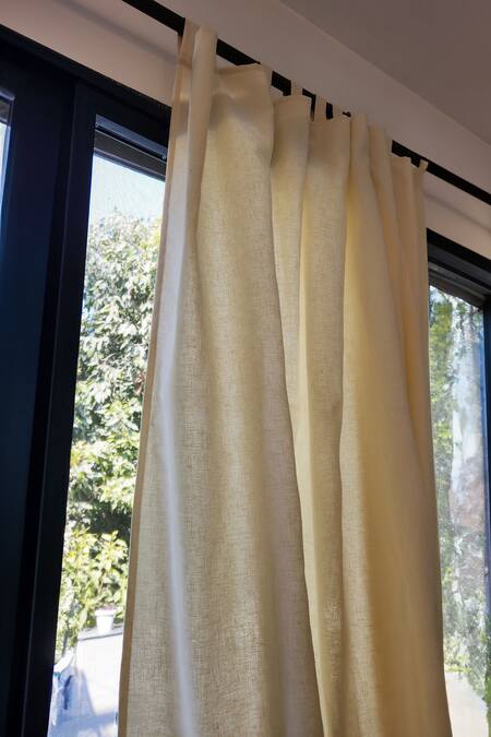 Throwpillow Beige Polyester Plain Neutral Solid Curtains - Set Of 2 Online at Aza Fashions Throwpillow_Beige Polyester Plain Neutral Solid Curtains - Set Of 2_Online_at_Aza_Fashions