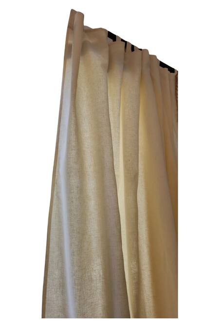 Throwpillow_Beige Polyester Plain Neutral Solid Curtains - Set Of 2_at_Aza_Fashions