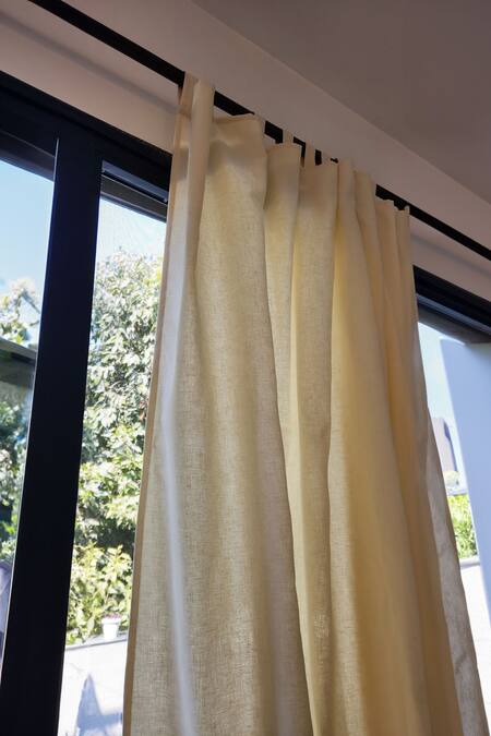 Buy_Throwpillow_Beige Polyester Embellished Malibu Cowrie Shell Curtains - Set Of 2