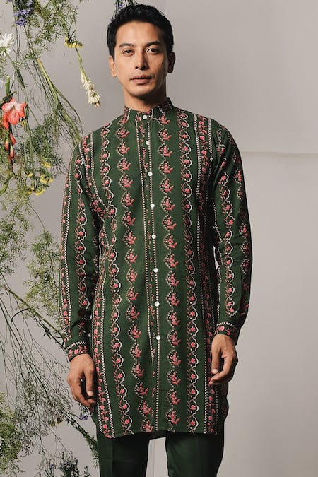 Project Bandi Green Rayon Embroidery Pine Riviera Printed Kurta Set Online at Aza Fashions Project Bandi_Green Rayon Embroidery Pine Riviera Printed Kurta Set _Online_at_Aza_Fashions