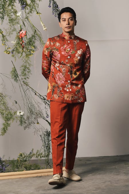 Project Bandi Roma Floral Print Bandhgala Set 