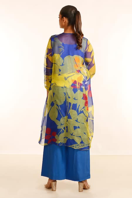 Garo Organza Asymmetric Jacket With Flared Pant Set 