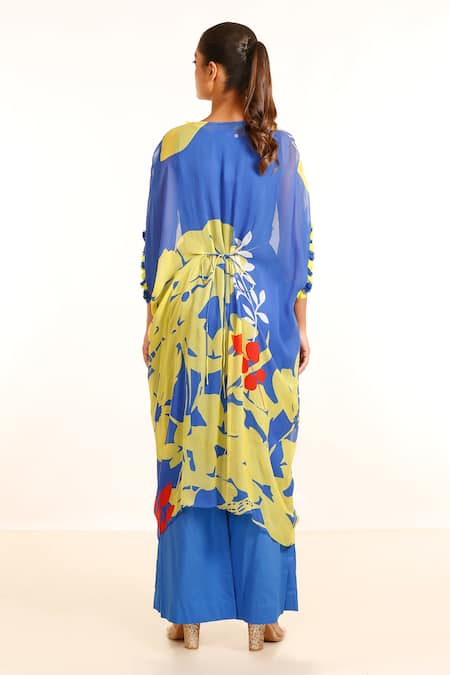 Garo Floral Pattern Kaftan & Pant Set 