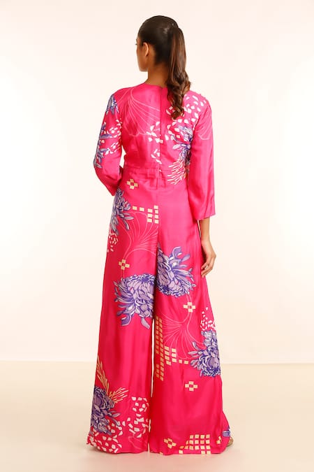 Garo Floral Pattern Draped Jumpsuit 