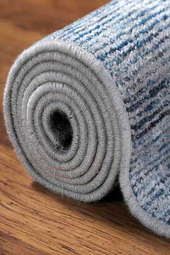 Kaleen India_Blue 40% Wool And 60% Viscose Hand Woven Ambient Abstract Pattern Rug_Online_at_Aza_Fashions