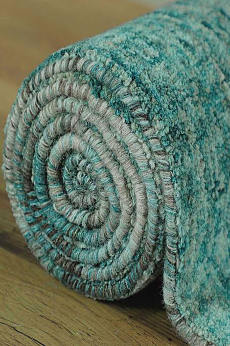 Buy_Kaleen India_Blue 100% Wool Hand Tufted Square Shaped Rug_Online_at_Aza_Fashions