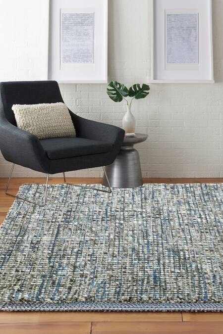 Kaleen India Blue 100% Wool Handwoven Checkered Pattern Lakeview Rectangle Rug 