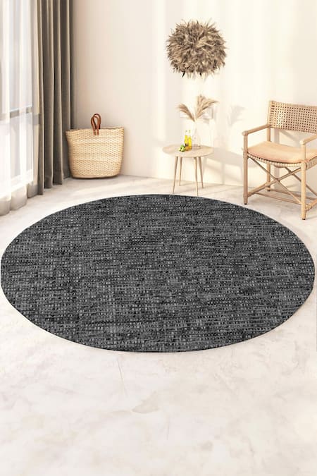 Kaleen India Blue 100% Wool Handwoven Checkered Pattern Lakeview Round Rug 