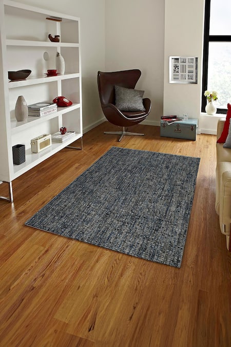 Kaleen India Blue 100% Wool Handwoven Checkered Pattern Lakeview Square Rug 