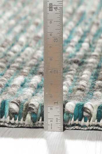 Shop_Kaleen India_Blue 100% Wool Handwoven Checkered Pattern Torquoise Oval Rug