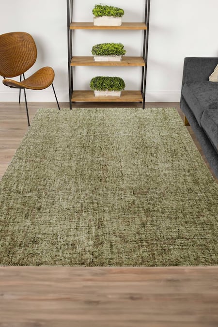 Kaleen India Green 100% Wool Hand Tufted Abstract Pattern Basil Rectangle Rug 