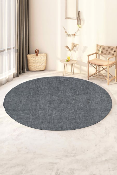 Kaleen India Grey 100% Wool Hand Tufted Abstract Pattern Carbon Round Rug 