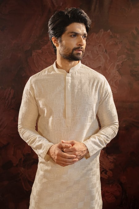 Shop Darshika Menswear Ivory , Satin Zari Floral Zardozi Embroidered Bundi Set Online at Aza Fashions Shop_Darshika Menswear_Ivory , Satin Zari Floral Zardozi Embroidered Bundi Set _Online_at_Aza_Fashions