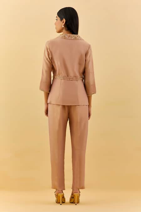 Label Nitisha Flora Garden Embroidered Blazer Suit Pant Set 