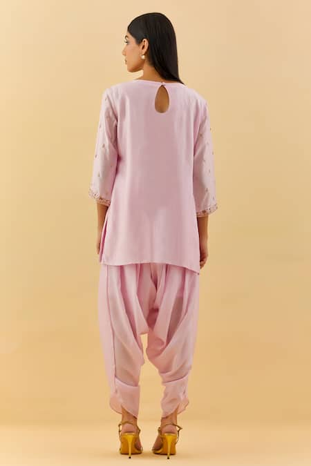 Label Nitisha Floral Embroidered Jacket Kurta With Dhoti Pant 