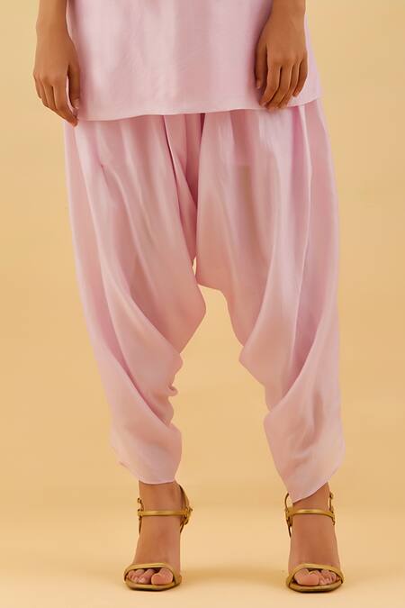 Buy_Label Nitisha_Purple Raw Silk Embroidery Cut Dana Round Floral Jacket Kurta With Dhoti Pant _Online_at_Aza_Fashions