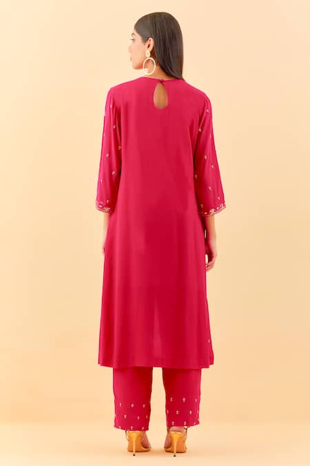 Label Nitisha Sequin Blossom Embroidered Jacket Kurta With Pant 