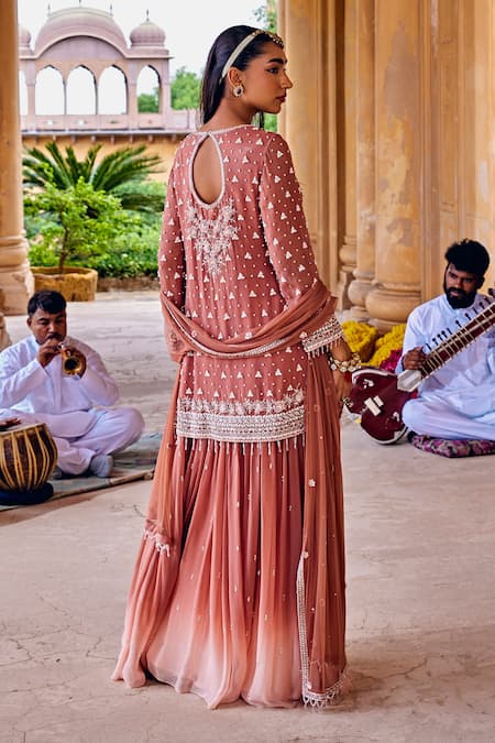 Amitabh Malhotra Floral Embellished Kurta Skirt Set 