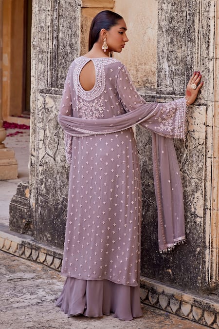 Amitabh Malhotra Embellished Kurta Skirt Set 