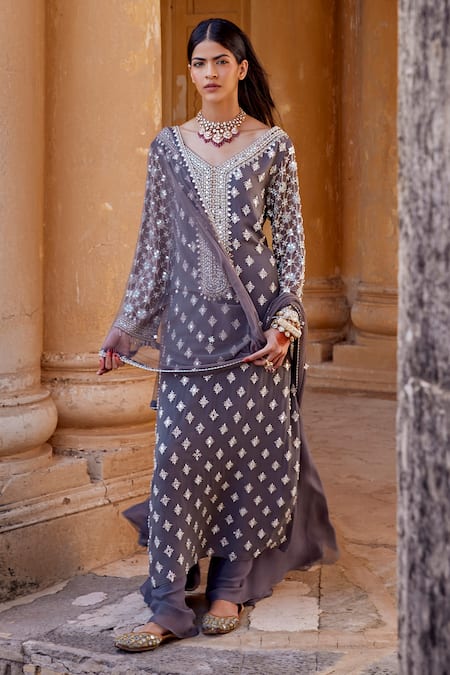 Amitabh Malhotra Embellished Kurta Sharara Set 