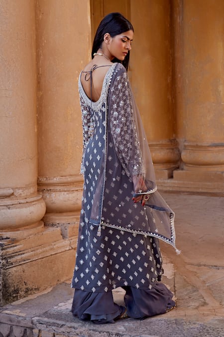 Amitabh Malhotra Embellished Kurta Sharara Set 