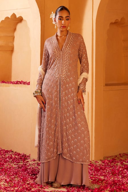 Amitabh Malhotra Sequin Embroidered Kurta Sharara Set 