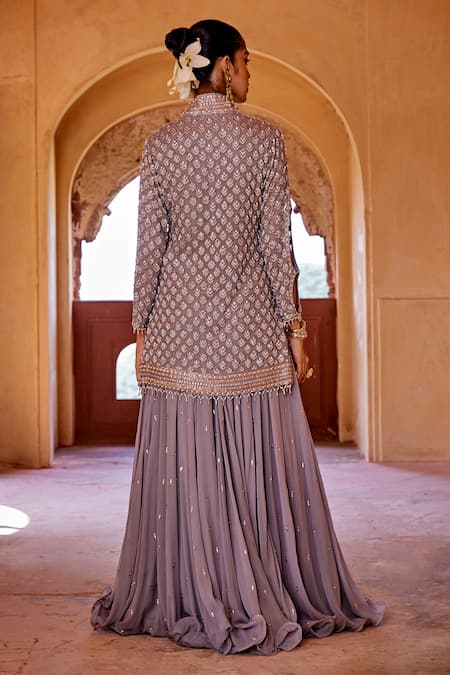 Amitabh Malhotra Embroidered Short Kurta Sharara Set 