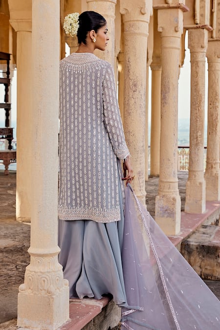 Amitabh Malhotra Mirror Embroidered Kurta Sharara Set 