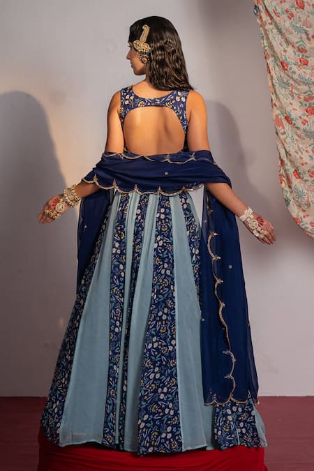 Redpine Designs Floral Print Lehenga Set With Dupatta For Kids
