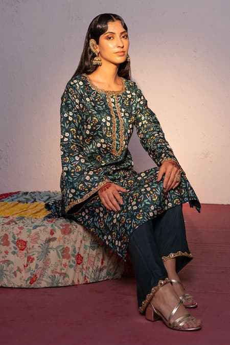 Redpine Designs Blossom Print Kurta With Pant 