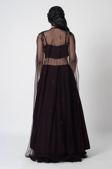 Label Shristi Chetani Utej Hand Embroidered Cape Lehenga Set 
