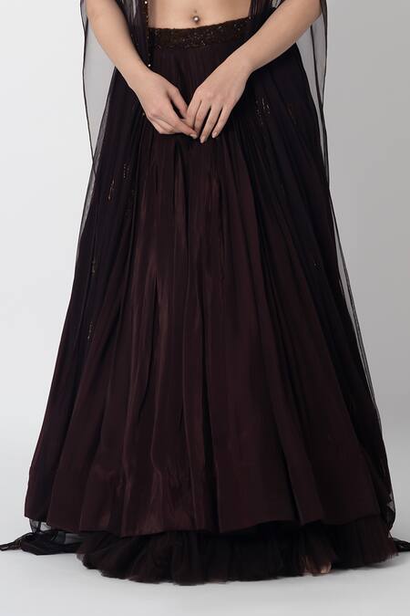 Buy Label Shristi Chetani Brown Crepe Cut Work Sweetheart Neck Utej Hand Embroidered Cape Lehenga Set Online at Aza Fashions Buy_Label Shristi Chetani_Brown Crepe Cut Work Sweetheart Neck Utej Hand Embroidered Cape Lehenga Set _Online_at_Aza_Fashions