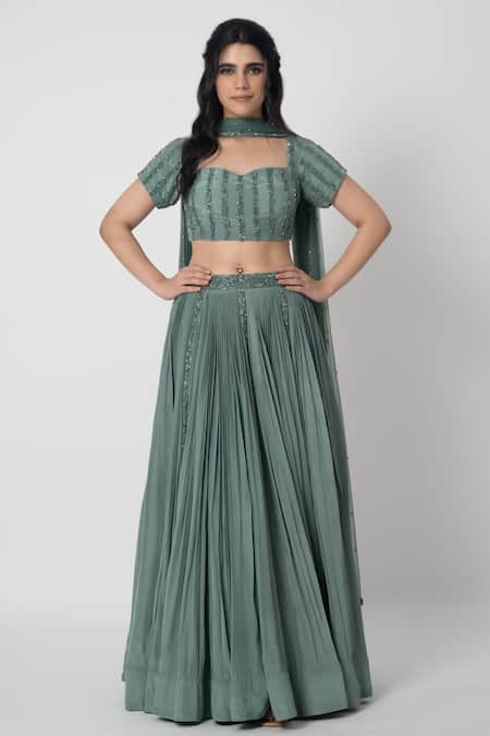 LABEL SHRISTI CHETANI Tarika Hand Embroidered Blouse Lehenga Set 