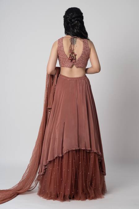 Label Shristi Chetani Mehr Embroidered Layered Lehenga Set 