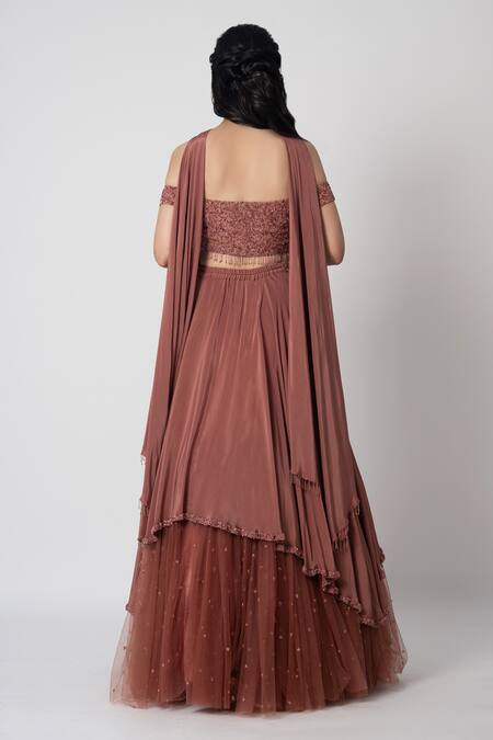 Label Shristi Chetani Roshini Embroidered Layered Lehenga Set 