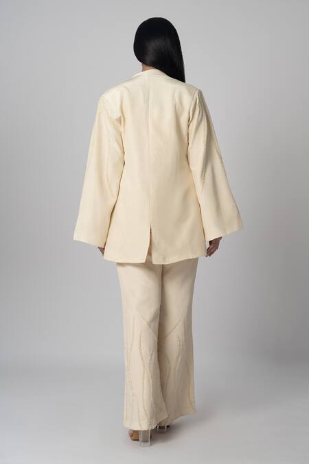 Label Shristi Chetani Abstract Linear Hand Embroidered Pant Set 
