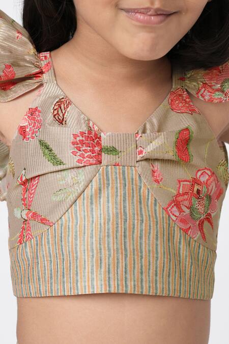 Buy Lil Drama Beige Polyester Floral Print Crop Top And Dhoti Pant Set Buy_Lil Drama_Beige Polyester Floral Print Crop Top And Dhoti Pant Set