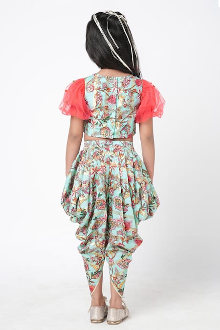 Lil Drama Floral Digital Printed Crop Top & Dhoti Pant 