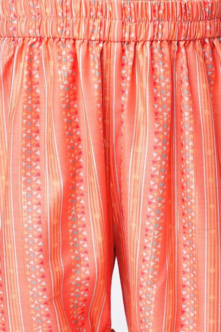 Lil Drama Orange Polyester Embroidery, Lace, Gota Floral Print Crop Top And Sharara Set at Aza Fashions Lil Drama_Orange Polyester Embroidery, Lace, Gota Floral Print Crop Top And Sharara Set _at_Aza_Fashions