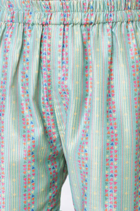 Buy_Lil Drama_Blue Polyester Gota Patti, Embroidery Floral Pattern Crop Top And Sharara Set 