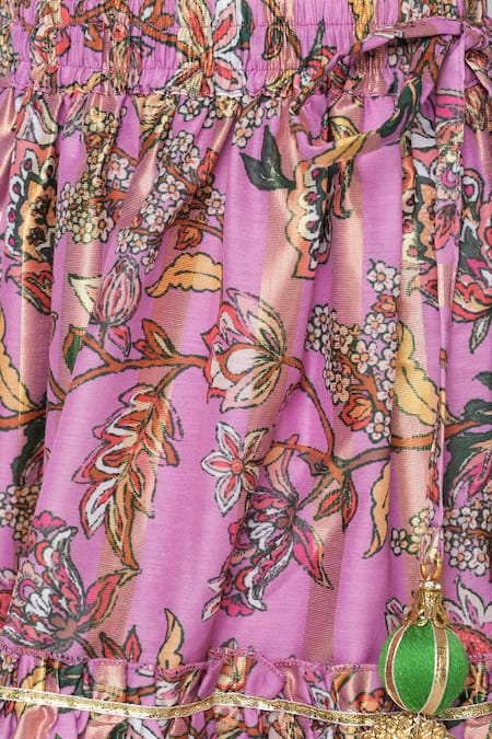 Buy_Lil Drama_Purple Polyester Tassels Printed Blouse Lehenga Set 